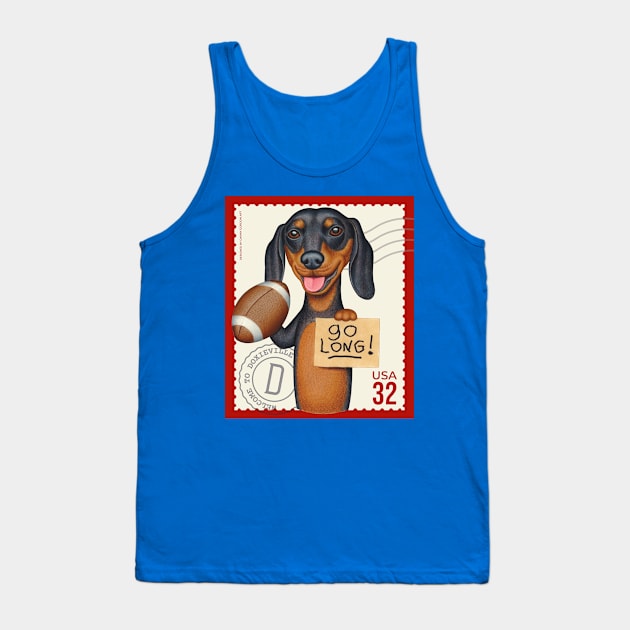 Cute Doxie with football ready to go long! Tank Top by Danny Gordon Art